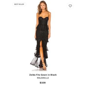 Zelda Fitz Gown in Black size small by MAJORELLE